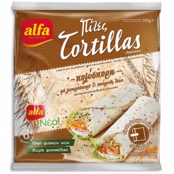Τορτίγιες πολύσπορες με λιναρόσπορο και σπόρους chia 370γρ. Τορτίγιες πολύσπορες με λιναρόσπορο και σπόρους chia 370γρ.