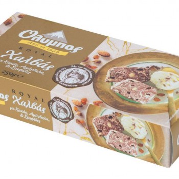 Χαλβάς Όλυμπος  Royal με κακάο, αμύγδαλα και σταφίδες 250γρ. Χαλβάς Όλυμπος  Royal με κακάο, αμύγδαλα και σταφίδες 250γρ.